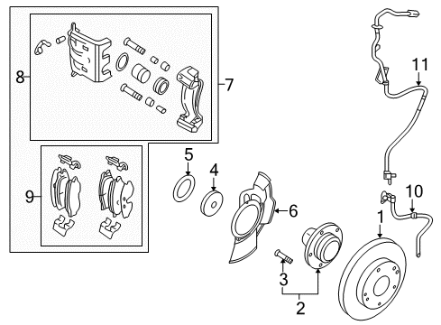 2010 Hyundai Tucson Front Brakes Front Brake Disc Dust Cover Left Diagram for 517552S000