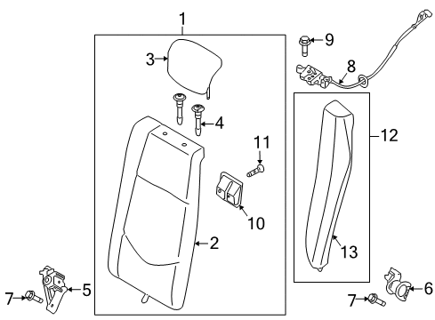 2010 Kia Forte Rear Seat Components Rear Seat Back Covering Assembly Left Diagram for 893601M310AF1