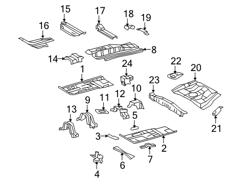 2014 Scion xB Pillars, Rocker & Floor - Floor & Rails Center Panel Reinforcement Diagram for 57055-12011