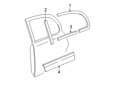 2011 Lincoln Town Car Exterior Trim - Rear Door Belt Weatherstrip Diagram for 3W1Z-5425596-AA