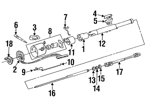 1987 Jeep Wrangler Switches Steering Column Lower Shaft Diagram for 52007017