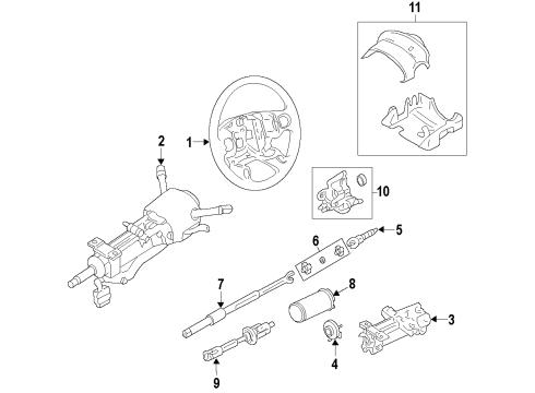 2007 Cadillac SRX Steering Column, Steering Wheel Steering Column Diagram for 19367089