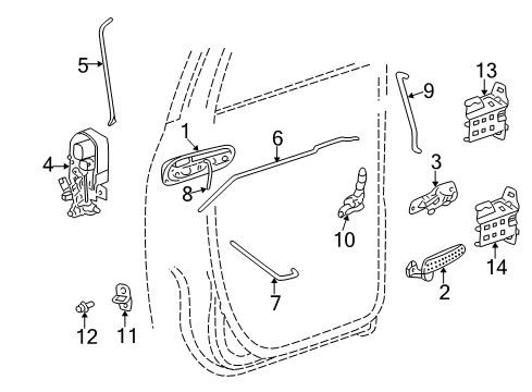 2002 Dodge Ram 1500 Rear Door - Lock & Hardware Cable-Door Diagram for 55275106