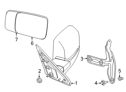 2015 Ram 3500 Outside Mirrors Glass-Mirror Replacement Diagram for 68067728AA