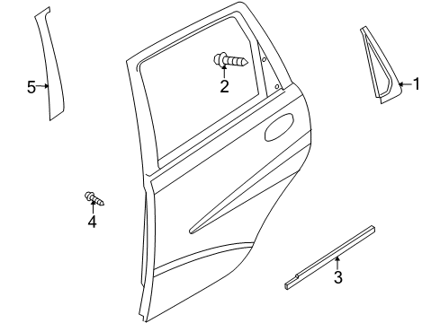 2009 Pontiac G3 Exterior Trim - Rear Door Trim Molding Diagram for 96585538