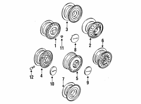 1987 Acura Legend Wheels & Trim Valve Assembly, Aluminum Wheel (Enkei) Diagram for 42753-SB0-661