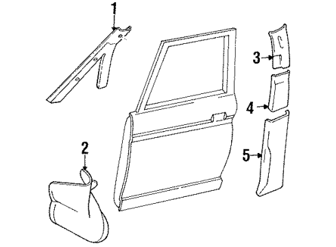 1992 Toyota Previa Interior Trim - Pillars, Rocker & Floor Windshield Pillar Trim Diagram for 62220-28010-B1