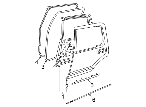 2006 Mercury Mountaineer Rear Door Outer Panel Diagram for 1L2Z-7824700-AC