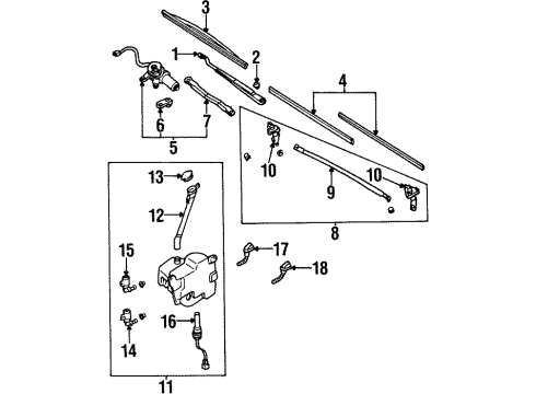 1991 Nissan 300ZX Wiper & Washer Components Tank Assy-Windshield Washer Diagram for 28910-44P00