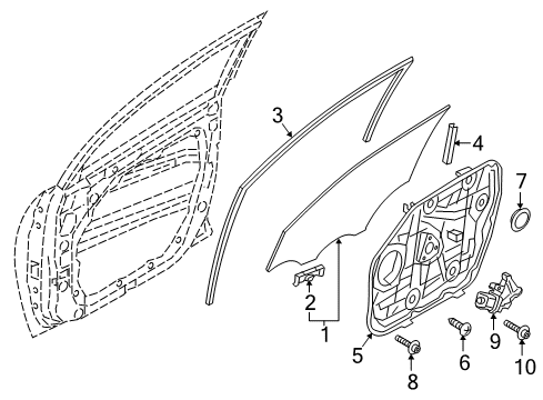 2016 Hyundai Tucson Front Door Front Right-Hand Door Module Panel Assembly Diagram for 82481-D3010