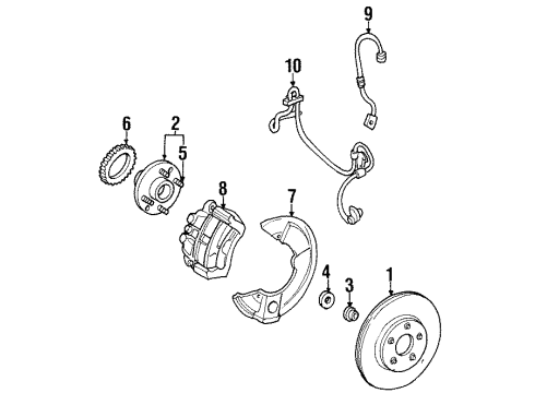 1995 Ford Windstar Front Brakes Caliper Piston Diagram for F58Z2196B