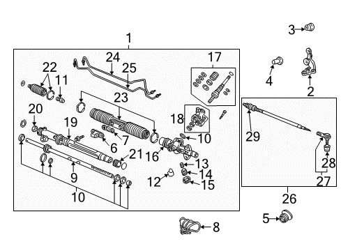 2004 Honda Civic Steering Gear & Linkage Rack Assembly, Power Steering Diagram for 53601-S5P-A03