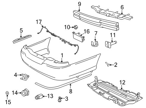 2003 Lincoln Town Car Rear Bumper Molding Strip Diagram for 3W1Z-17C830-AA