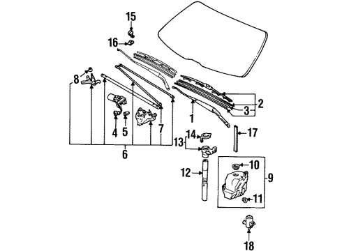 1995 Honda Prelude Wiper & Washer Components Arm, Windshield Wiper (Driver Side) Diagram for 76600-SS0-A01