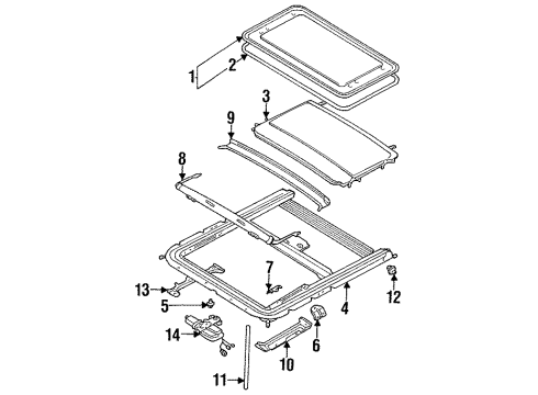 1997 Nissan 240SX Sunroof Weatherstrip-Lid Diagram for 91246-65F10