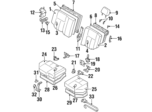 1999 Isuzu Rodeo Rear Seat Components Pad Cushion, Left Rear Seat Diagram for 8-97181-274-2