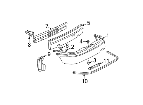 1998 Buick Century Rear Bumper Rear Bumper Cover Diagram for 12369157