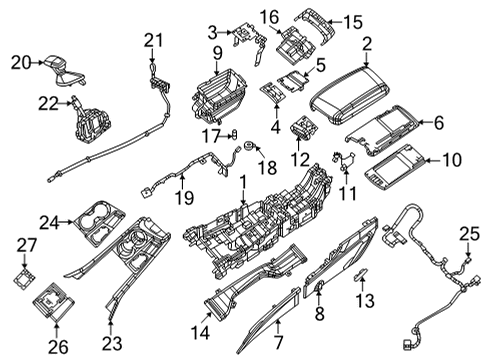2022 Dodge Durango Center Console Latch-ARMREST Lid Diagram for 68520037AB