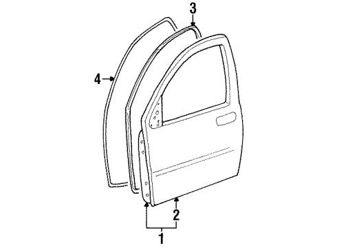 1997 Ford Windstar Front Door Door Weatherstrip Diagram for F58Z1620530A