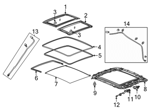 2020 Buick Encore GX Sunroof Glass Weatherstrip Diagram for 42638873