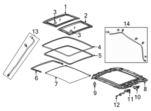 2020 Buick Encore GX Sunroof Sunshade Diagram for 42638885