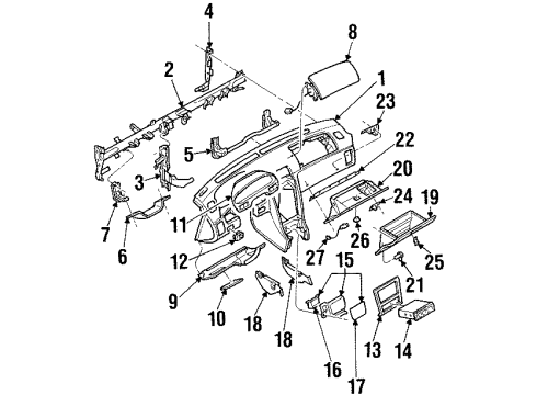 1998 Infiniti I30 Instrument Panel Cylinder Set-Glove Box Lid Lock Diagram for 68632-1P625