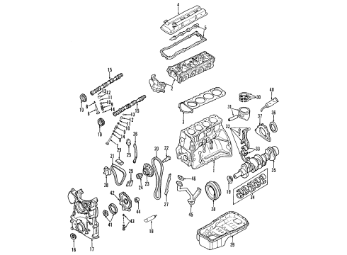 1998 Nissan 240SX Engine Parts, Mounts, Cylinder Head & Valves, Camshaft & Timing, Oil Pan, Oil Pump, Crankshaft & Bearings, Pistons, Rings & Bearings Seal-Oil, Crankshaft Front Diagram for 13510-53J01