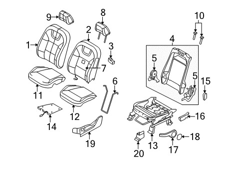 2010 Ford Focus Driver Seat Components Seat Cushion Pad Diagram for 8S4Z-54632A23-A