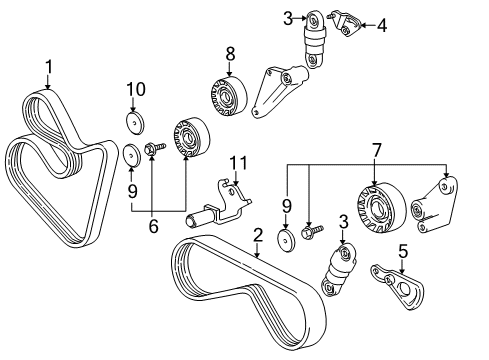 1997 BMW 540i Belts & Pulleys Idler Pulley Diagram for 11281704500