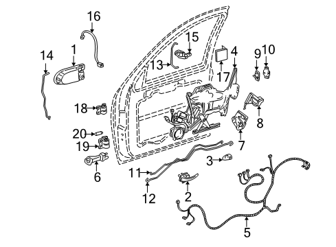 2000 Pontiac Montana Front Door Upper Hinge Diagram for 15782669