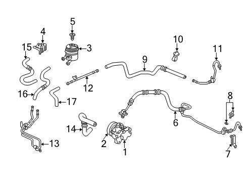 2002 Acura RSX P/S Pump & Hoses, Steering Gear & Linkage Pipe, Power Steering Diagram for 53730-S6M-000
