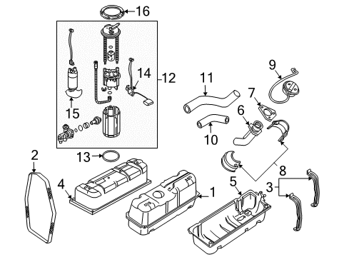 2004 Pontiac GTO Fuel System Components Strap, Fuel Tank Rear Diagram for 92119863