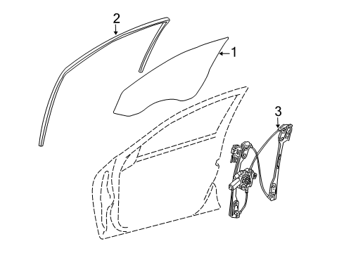 2005 Dodge Magnum Front Door - Glass & Hardware Channel-Front Door Glass Diagram for 5065033AB