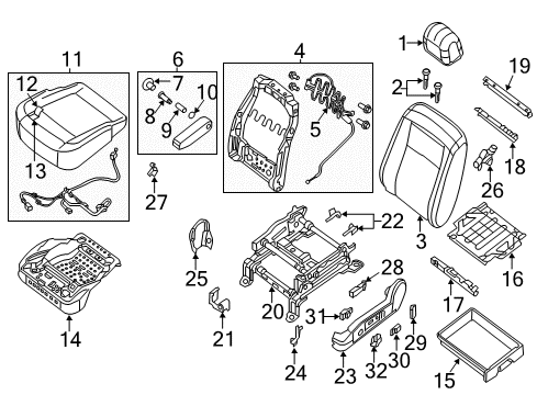 2014 Nissan NV1500 Power Seats Actuator Assy-Front Seat Diagram for 87017-1PD0A