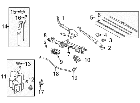 2015 Toyota Prius V Wiper & Washer Components Front Motor Diagram for 85110-47180