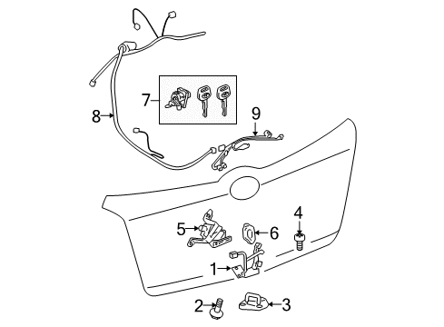 2008 Toyota Yaris Lift Gate Actuator Diagram for 69150-52060