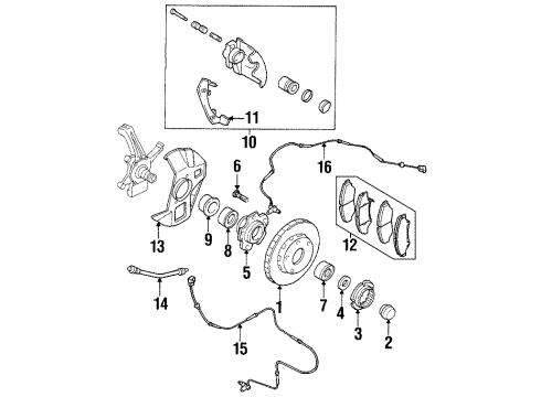 1999 Kia Sportage Front Brakes Hub Cap Diagram for 0K02A33071B