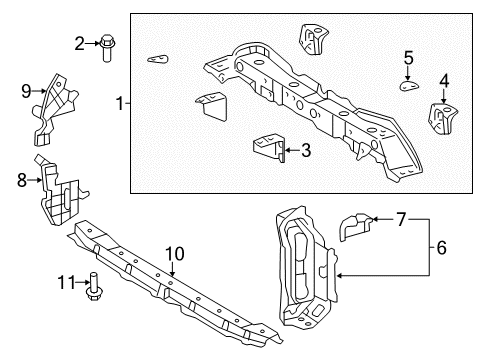 2014 Toyota Yaris Radiator Support Upper Tie Bar Mount Bracket Diagram for 53238-52030