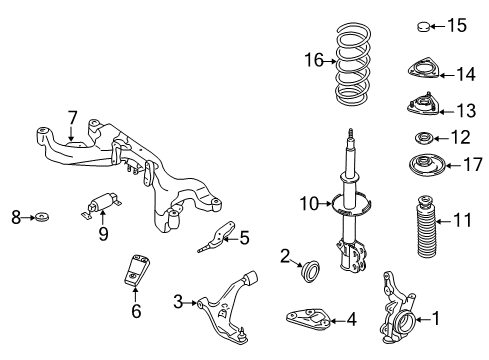 2001 Nissan Altima Front Suspension Components, Lower Control Arm, Stabilizer Bar Link Complete-Transverse, Lh Diagram for 54501-9E000