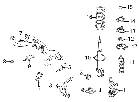 1999 Nissan Altima Front Suspension Components, Lower Control Arm, Stabilizer Bar STRUT Kit Front Suspension, LH Diagram for 54303-9E025