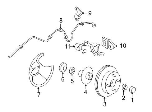2004 Ford Focus Rear Brakes Caliper Support Diagram for 2M5Z-2B582-AA