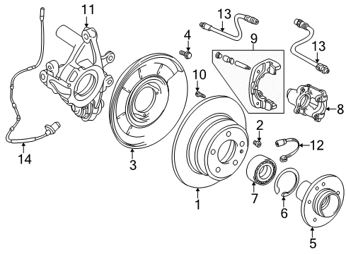 1996 BMW 750iL Anti-Lock Brakes Front Left Abs Wheel Speed Sensor Diagram for 34521182076