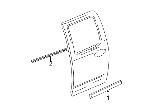 2010 GMC Canyon Exterior Trim - Rear Door Side Molding Diagram for 20863613