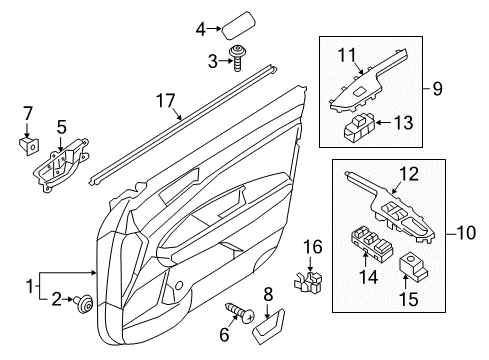 2017 Kia Optima Front Door Power Window Assist Switch Assembly Diagram for 93575A8AC0BYF