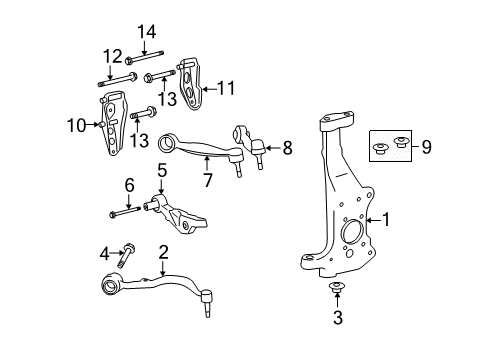 2010 Lexus LS460 Front Suspension, Lower Control Arm, Upper Control Arm, Ride Control, Stabilizer Bar, Suspension Components Front Suspension Lower Arm Assembly Right Diagram for 48620-50070