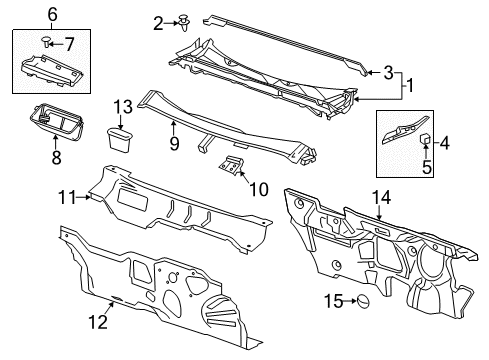 2014 Chevrolet Malibu Cowl Insulator Diagram for 22873446