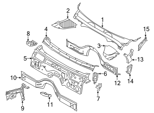 2022 BMW 840i xDrive Cowl LEFT ENGINE COMPARTMENT PART Diagram for 41007412947