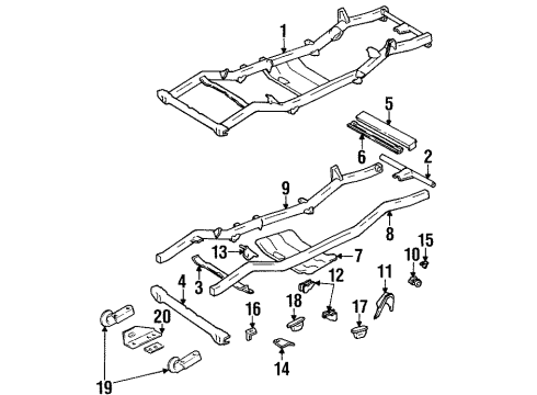 1991 Jeep Wrangler Frame & Components Cover-Front CROSSMEMBER Diagram for 55050158