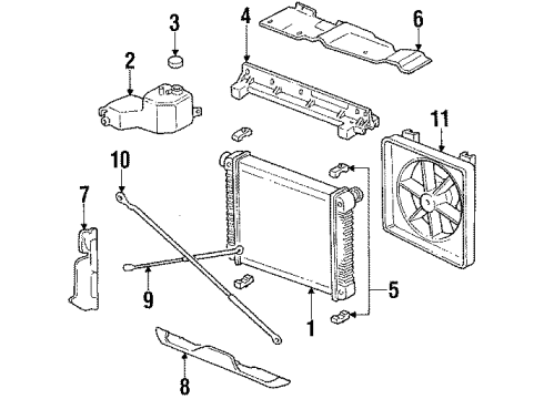 1987 Oldsmobile Calais Radiator & Components Duct Asm-Front Air Intake Diagram for 10043076
