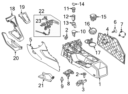 2012 Ford Focus Parking Brake Center Console Diagram for CV6Z-58045A36-AC